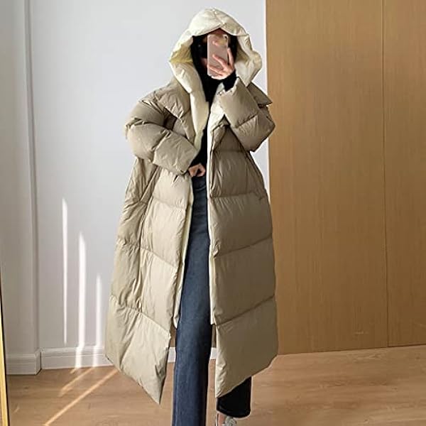 JJZXD Nep twee stukken donsjack vrouwelijke lange knie-high-end verdikking los (Color : Argento, Size : L)